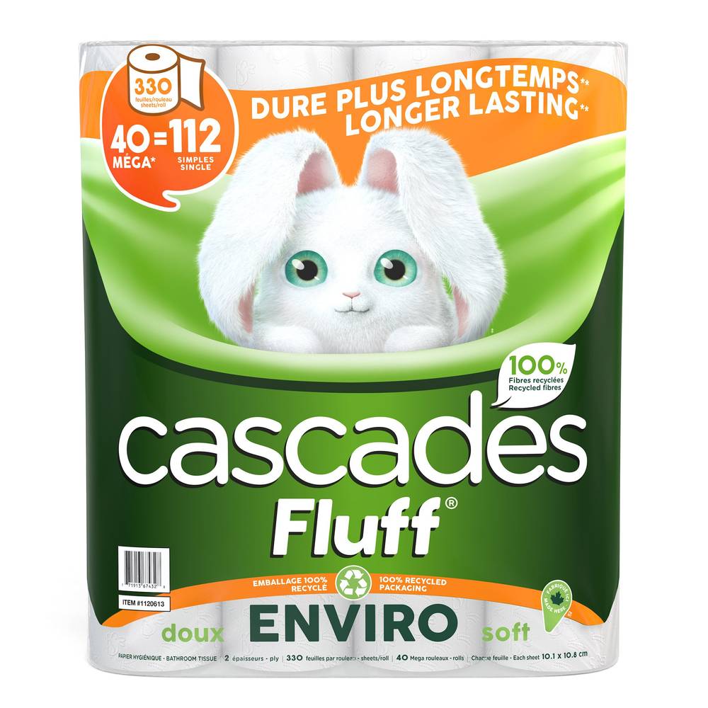 Cascades Fluff - Papier Hygiénique 2 Épaisseurs, Paquet De 40