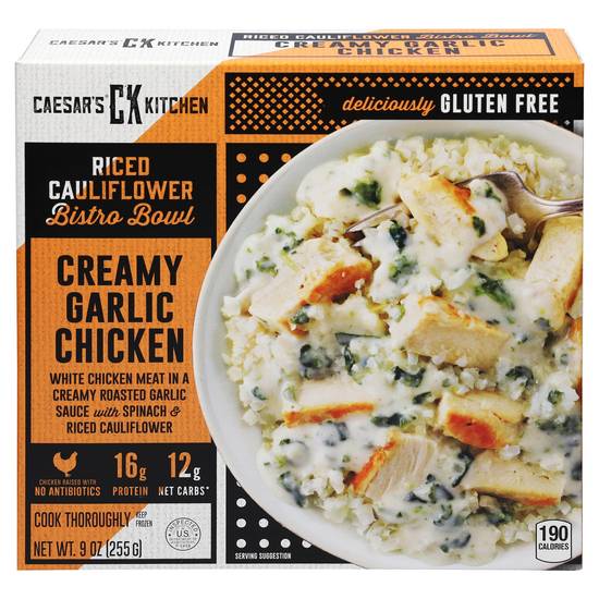Caesar's Kitchen Riced Cauliflower Bistro Bowl Creamy Garlic Chicken