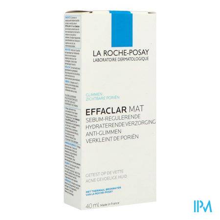 La Roche Posay Effaclar Mat Hydra Sebo-regulat. S/parab. 40ml Soins hydratant - Soins du visage