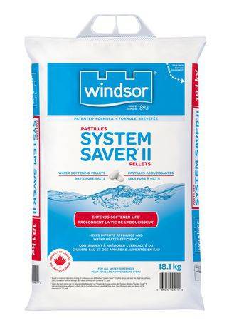 Windsor salt pastilles de sel adoucissantes d'eau system saver ii (18,1kg) - windsor system saver ii water softener salt pellets (18.1 kg)