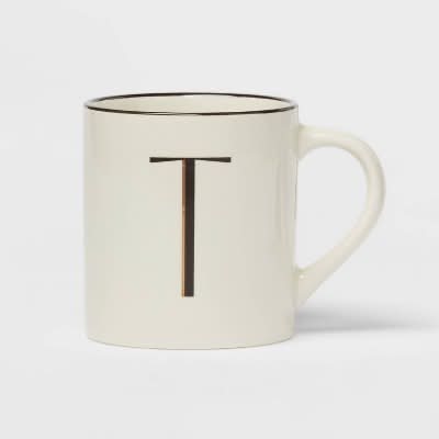 Threshold 16Oz Stoneware Monogram T Mug, Ivory