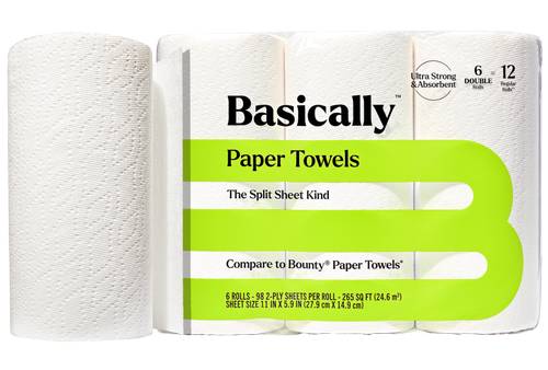 Basically, 2 Ply Split Sheet Paper Towels, 27.9x14.9 cm (6 ct)