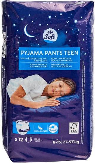Carrefour - Soft pyjamas pants absorbants 8-15 ans 27-57 kg (12 pièces)