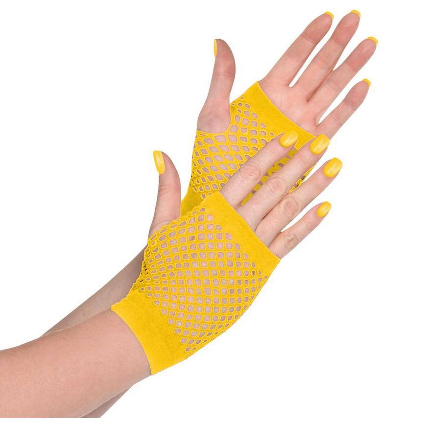 Yellow Fishnet Glovelettes