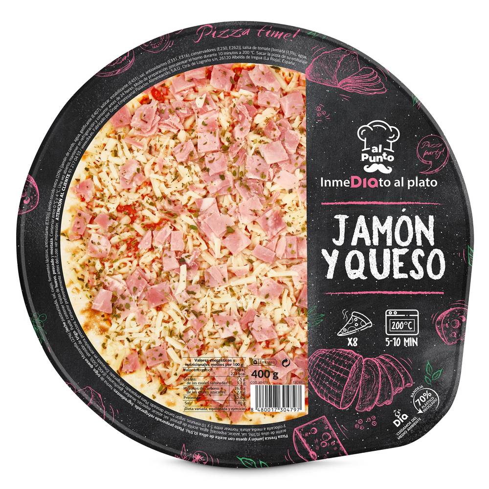 Pizza Jamón Y Queso Al Punto Dia Bandeja 400 G