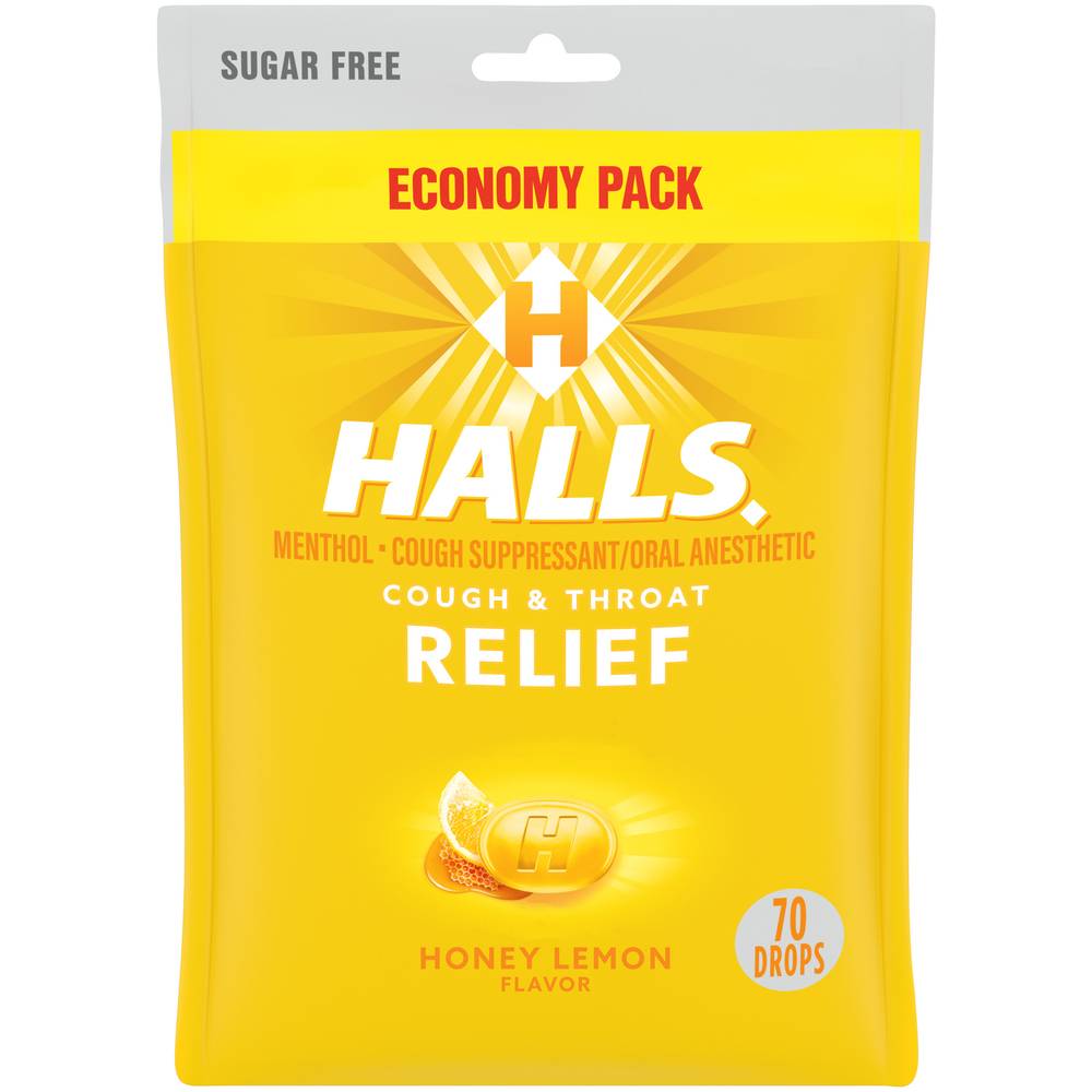 Halls Relief Sugar Free Cough Drops, Honey Lemon