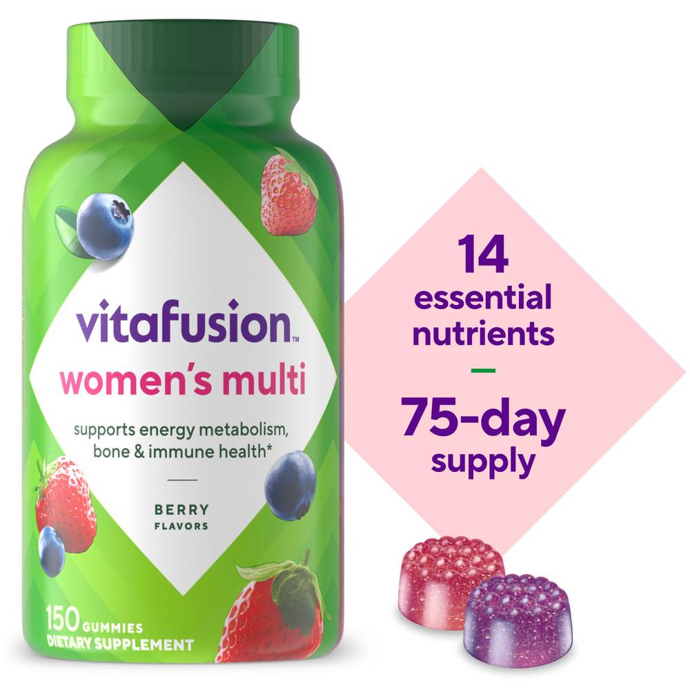 Vitafusion Women's Energy Metabolism & Bone Support Multivitamin Gummies, Berry (150 ct)