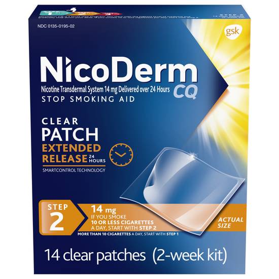 NicoDerm CQ Nicotine Patches to Stop Smoking - Step 2, 14 ct