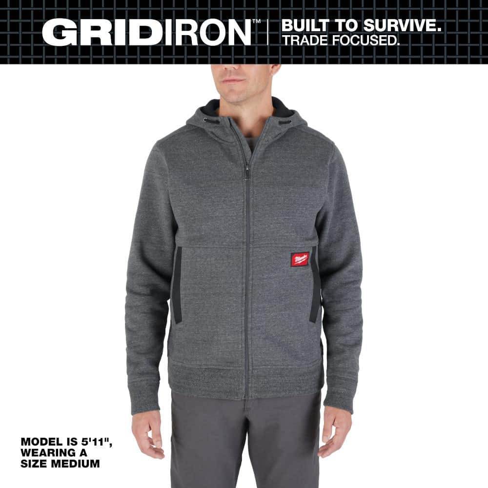 Milwaukee Men'S Large Gray Gridiron Full-Zip Hoodie