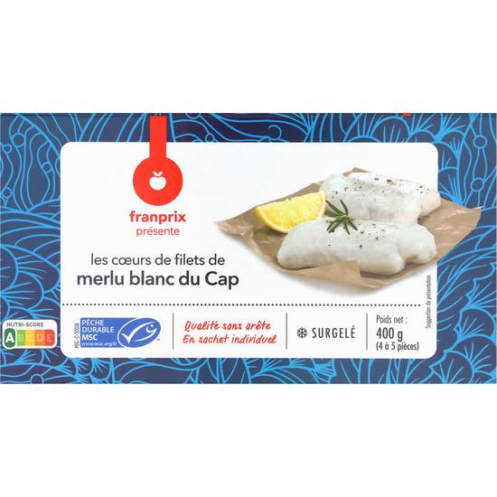 Cœurs de filets de merlu blanc origine Atlantique SE franprix 400g