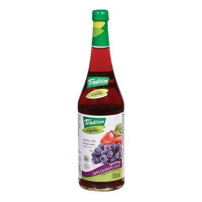 Tradition jus biologique pétillant aux pommes et raisins (750ml) - organic sparkling apple & grape juice (750ml)