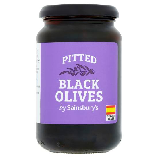 Sainsbury's Black, Pitted Olives (340g)