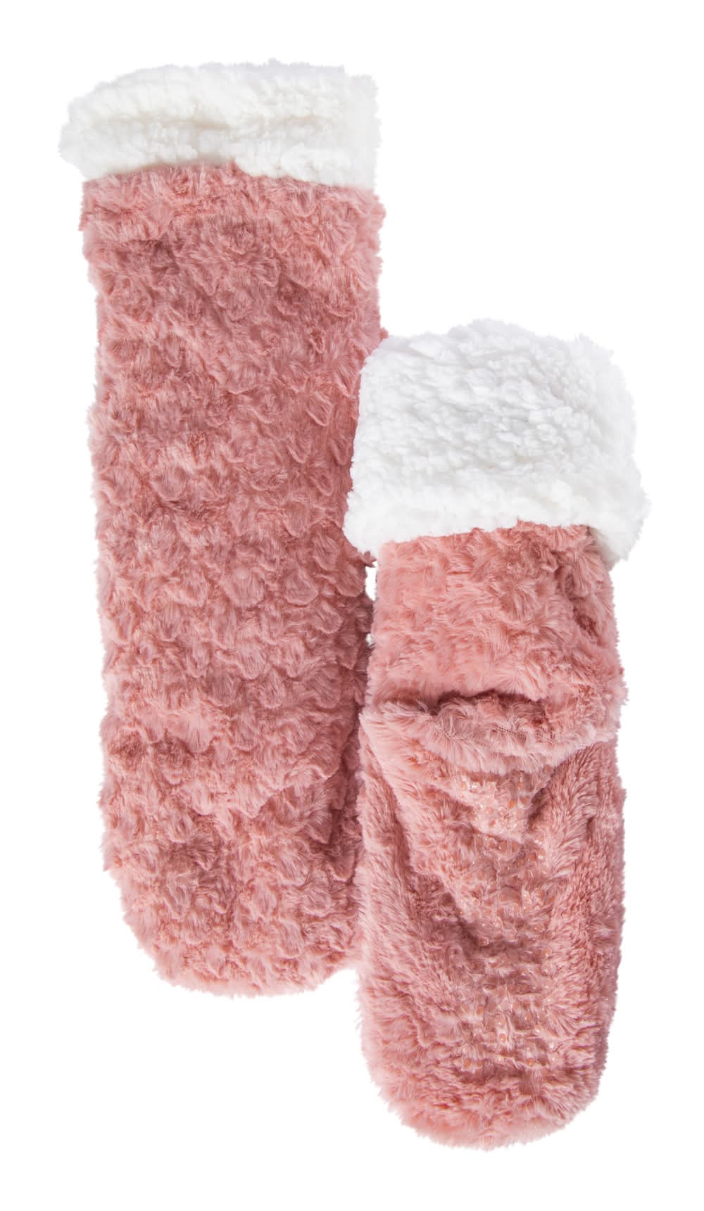 Ladies Faux Fur Cabin Socks Blush