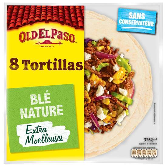 8 tortillas - blé nature - old el paso - 326g