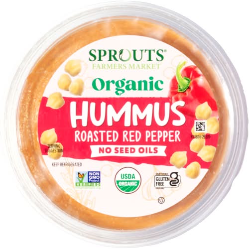Sprouts Organic Roasted Red Pepper No Seed Oils Hummus