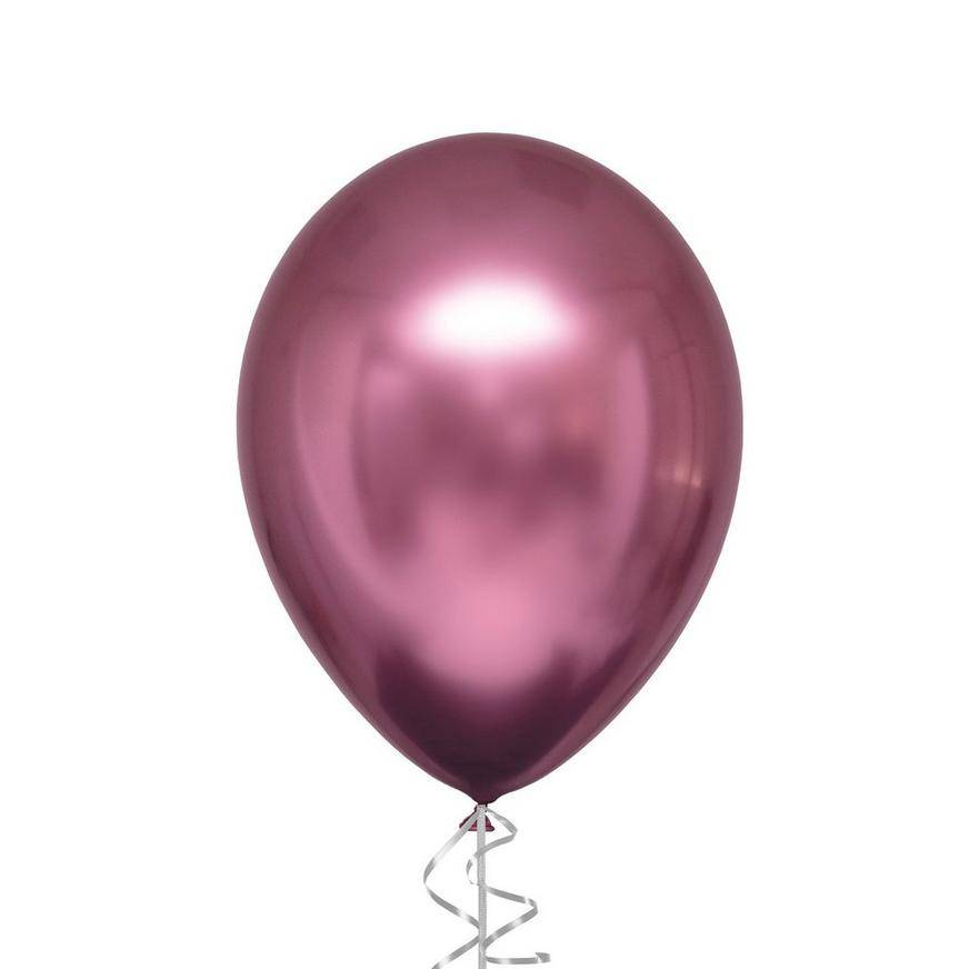 Uninflated 1ct, 12in, Flamingo Metallic Chrome Satin Luxe Latex Balloon