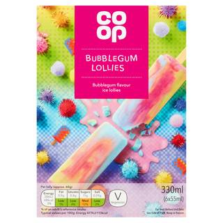 Co-op Bubblegum Lollies 6 x 55ml (330ml)
