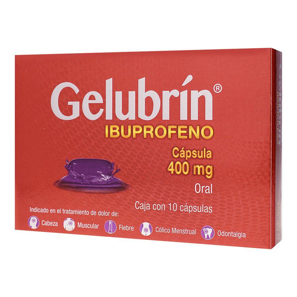 Gelubrín ibuprofeno cápsulas 400 mg (caja 10 piezas)