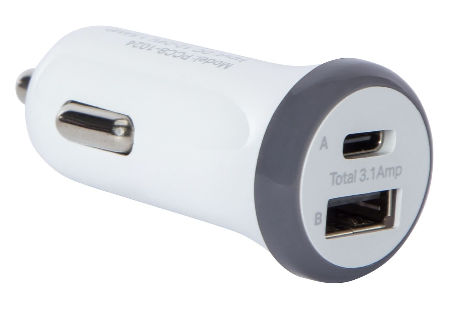 15W LED USB-C & USB-A Dual Car Charger Gray