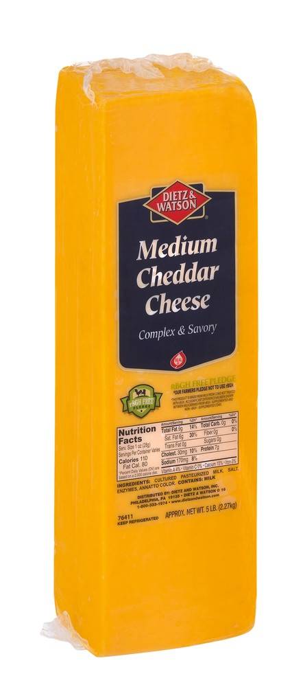 Dietz & Watson Medium Cheddar Cheese (5 lbs)