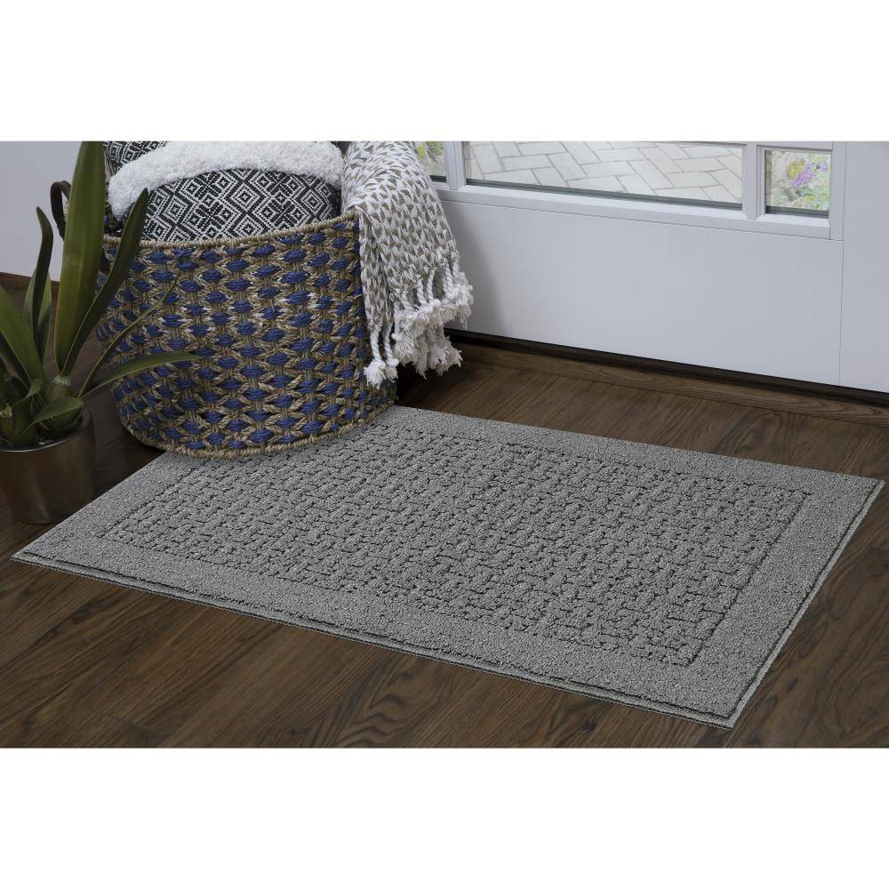 Style Selections 2 X 3 (ft) Charcoal Grey Indoor Solid Machine Washable Throw Rug | B1856302