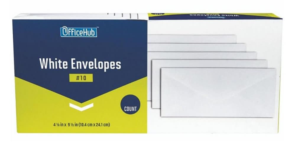 Officehub White Envelopes #10 40 Ct