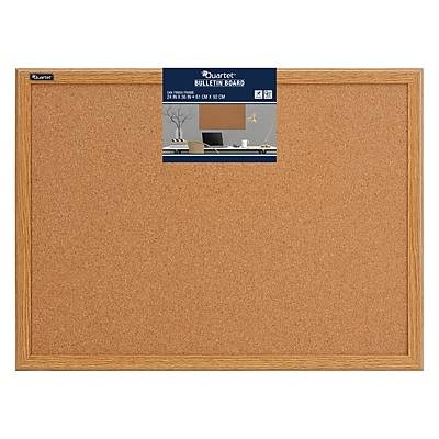 Staples Durable Cork Bulletin Board, Oak Finish Frame, 2' x 3' (85223B)