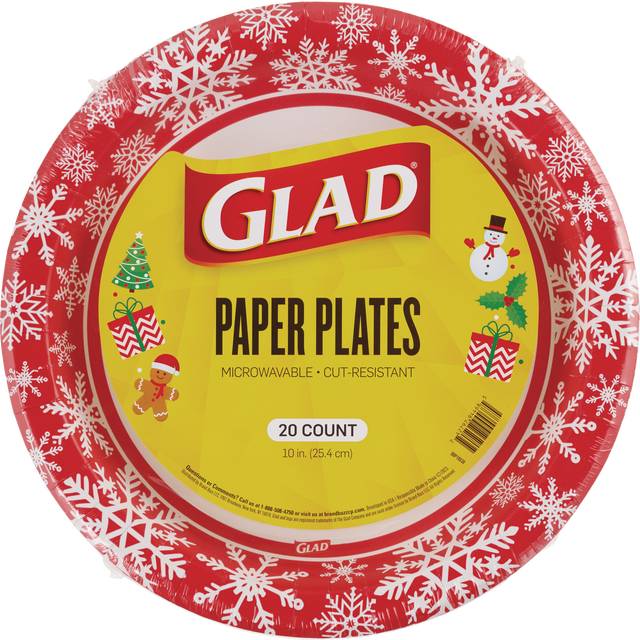 Paper Plates 10in 20ct Red Snwflke