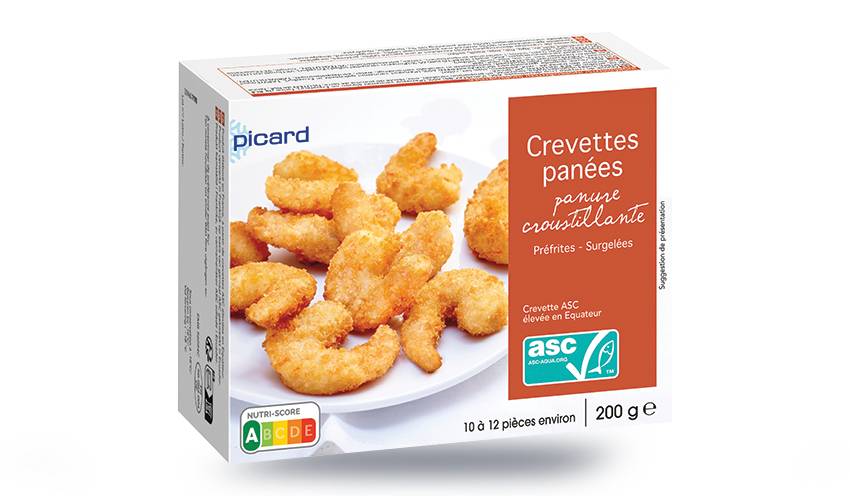 Crevettes panées, 10 à 12 pièces, élevées Equateur