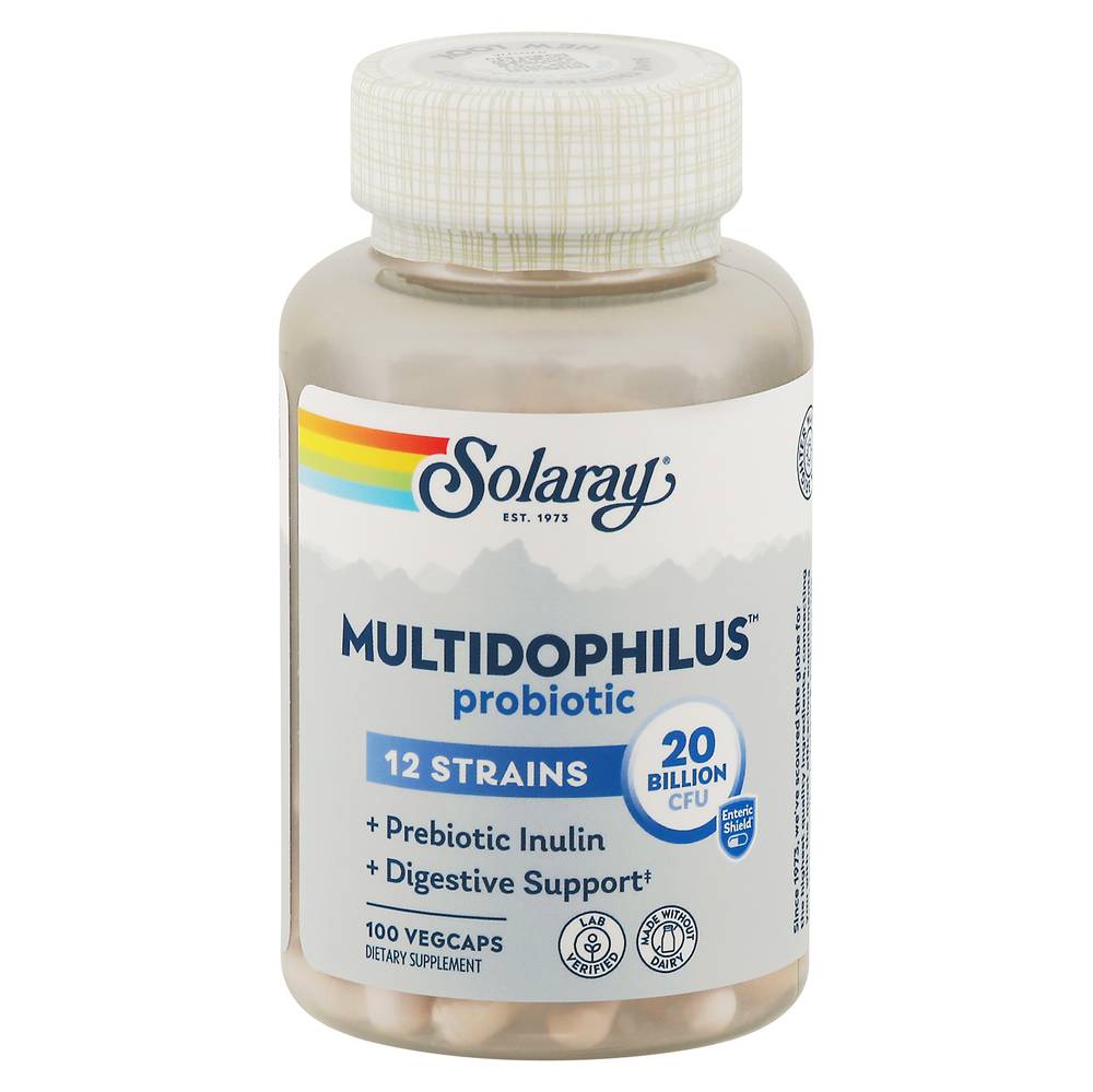 Solaray Multidophilus Probiotic Prebiotic Inulin Digestive Support Vegcaps (100 ct)