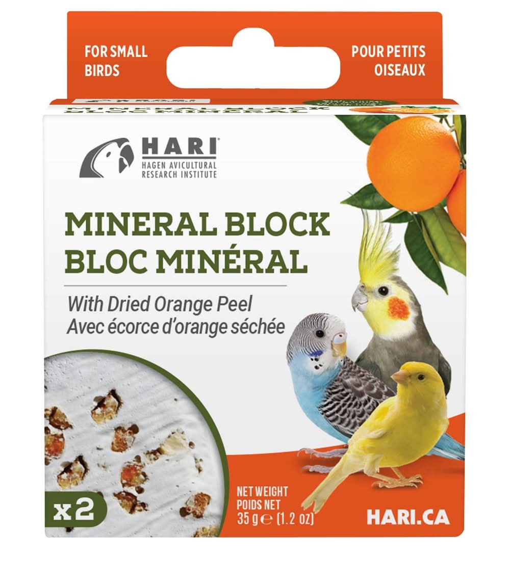HARI Mineral Block with Dried Orange Peel for Small Birds, 1.2 oz