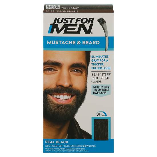 Just For Men M-55 Real Black Mustache & Beard Hair Color (1 kit)