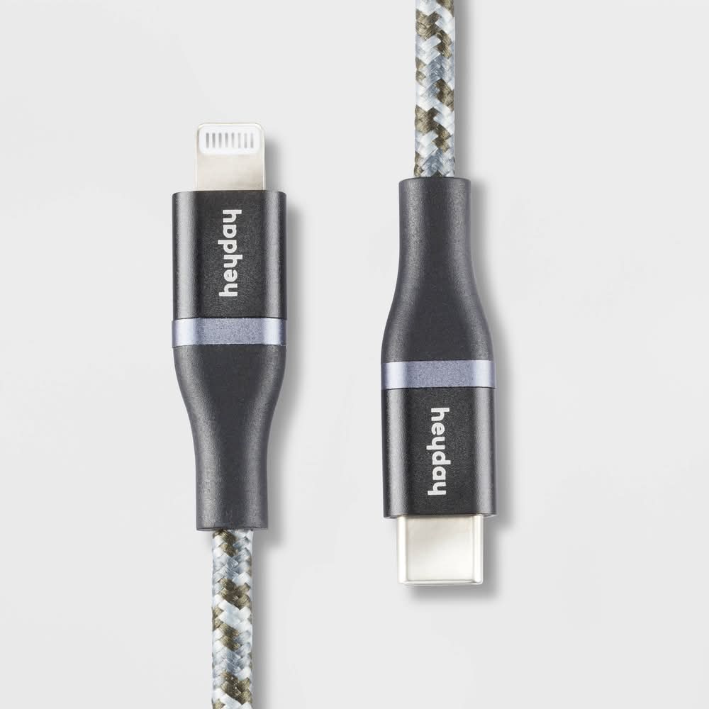 Heyday Lightning To Usb C Braided Cable, 6 ft, Black