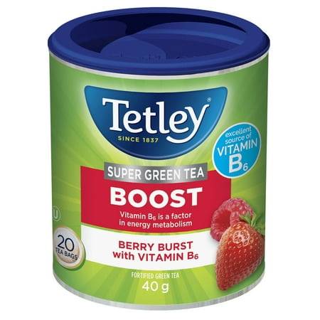 Tetley Boost Super Green Tea Tea Bags, Berry Burst (40 g, 20 ct)