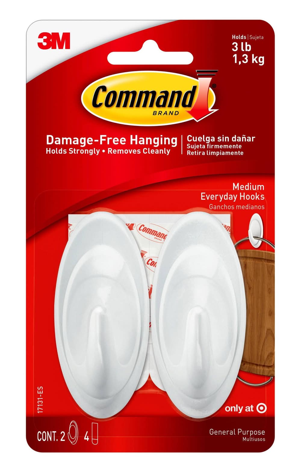 Command Damage Free Hanging Designer Hooks, Medium, White (2 ct)