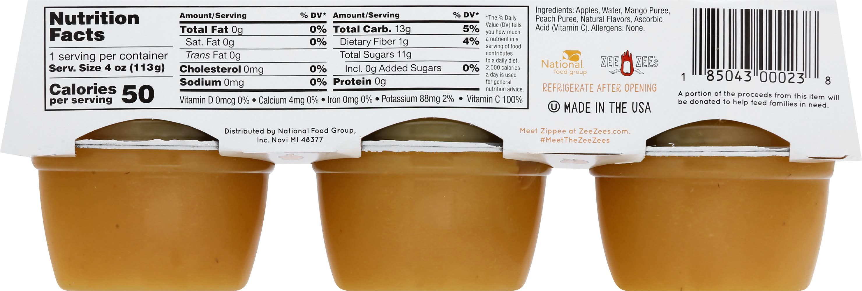 Zee Zees Unsweetened Mango Peach Applesauce Delivery Near Me