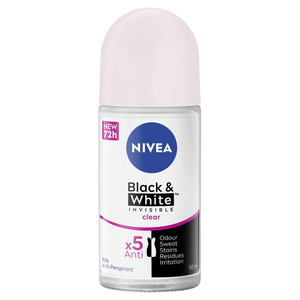 Nivea Black & White Clear Roll on Anti-Perspirant Deodorant (50mL)