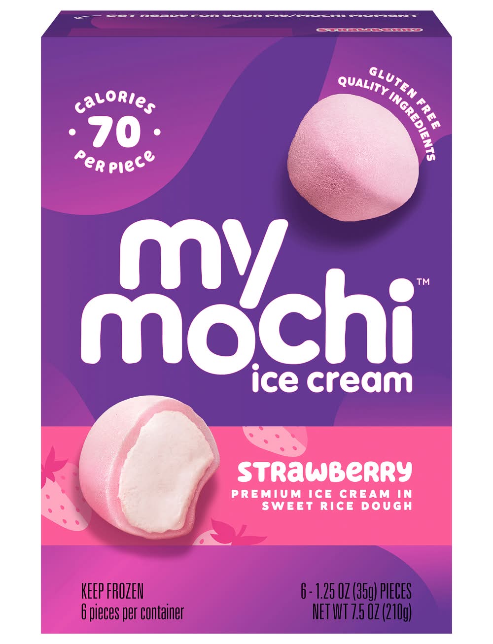 My/Mochi Sweet Rice Dough Premium Ice Cream, Strawberry (1.25 oz, 6 ct)