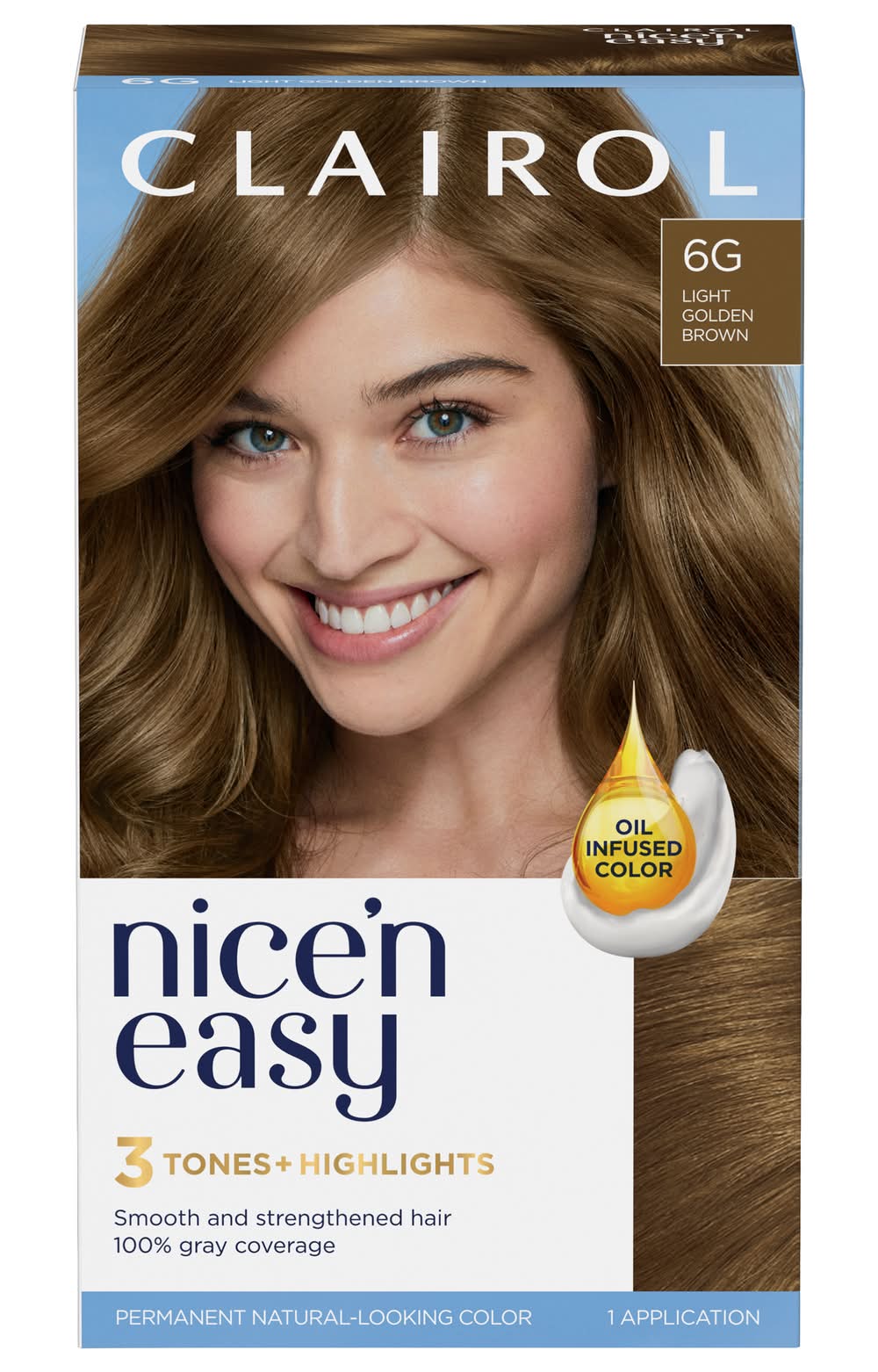 Clairol Nice'n Easy Hair Dye, 6G Light Golden Brown (1.6 oz)