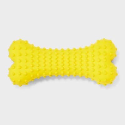 Boots & Barkley Rubber Bone Dog Toy, Yellow