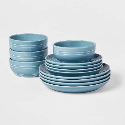 Threshold Stoneware Westfield Dinnerware Set, Blue (12 ct)