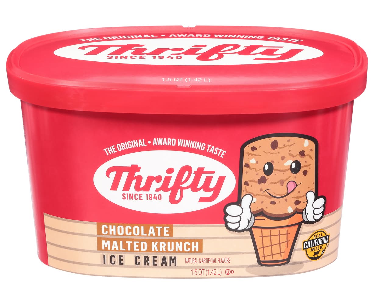 Thrifty Ice Cream, Chocolate Malted Krunch (1.5 qt)