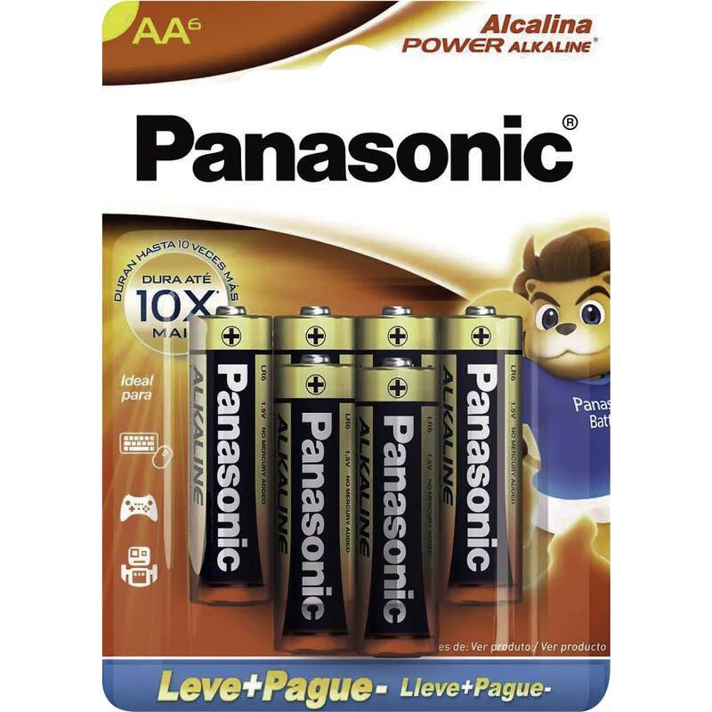 Panasonic pilha alcalina aa (6 unidades)