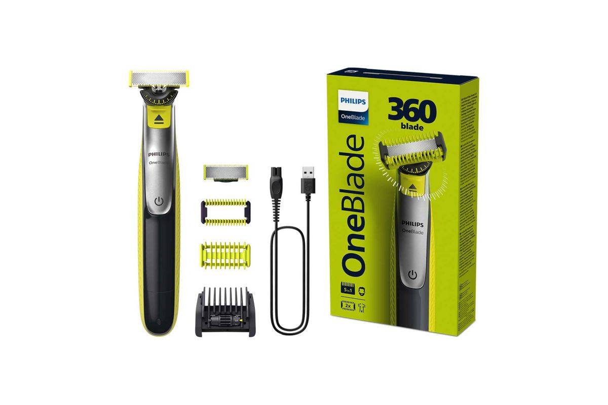 Philips OneBlade 360 for Face & Body with 5-in-1 Adjustable Comb, Body Comb & Skin Guard - Trim, Edge, Shave - QP2834/20