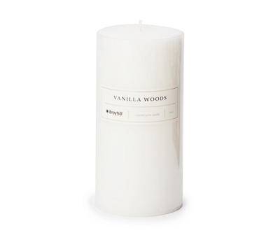 Vanilla Woods White Pillar Candle, (6")