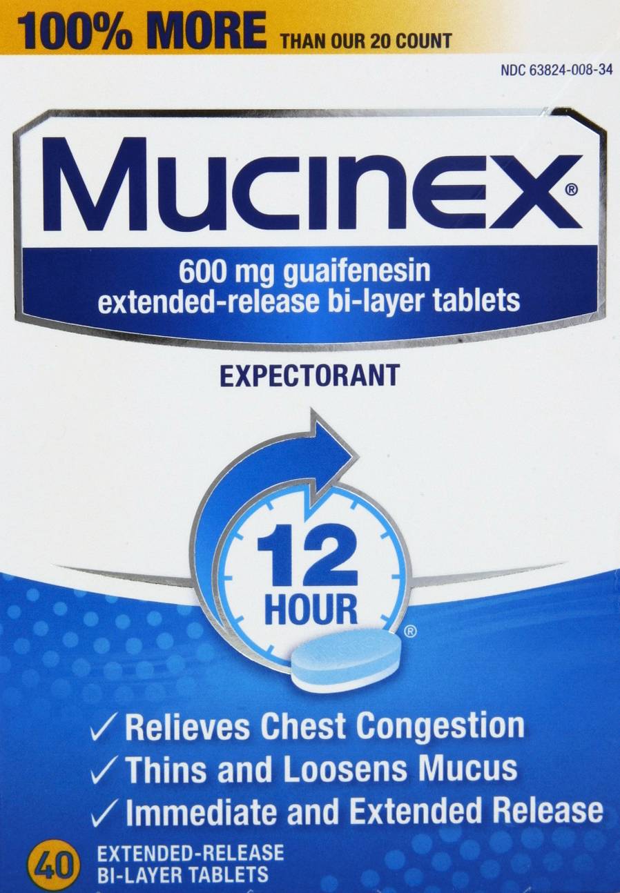 Mucinex 12 Hour Extended-Release Bi-Layer 600 mg Guaifenesin Tablets (1.76 oz)