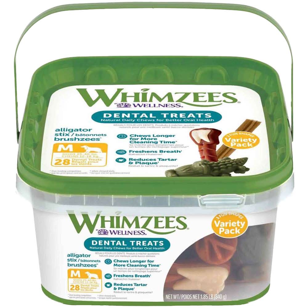Whimzees Variety Pack Dog Dental Chew Treats (Medium - 28 ct)
