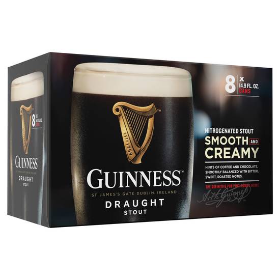 Guinness Irish Draught Nitrogenated Stout Beer (8 ct, 14.9 fl oz)