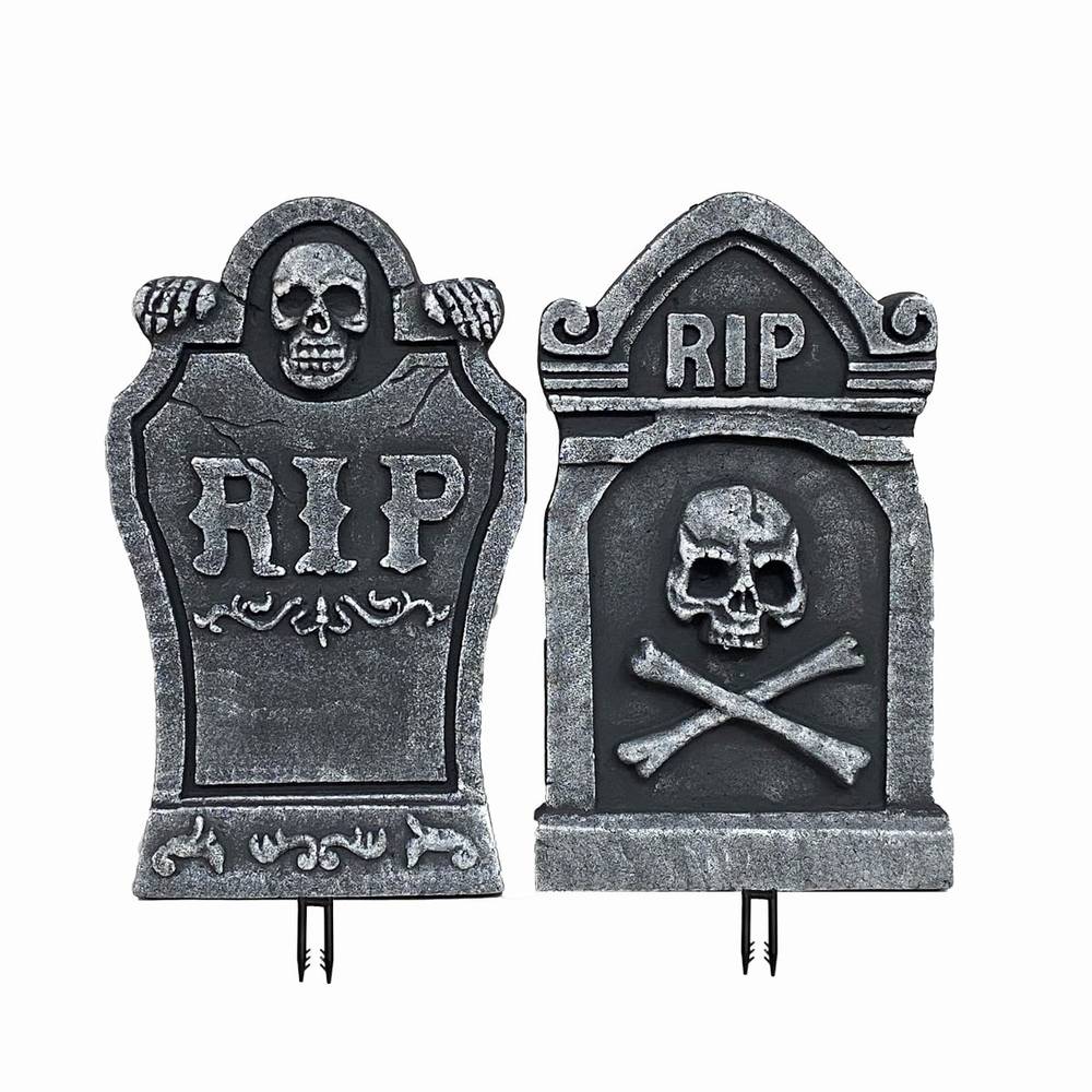 Haunted Living 1.5-ft Skulls Tombstone Yard Decoration (2-pack) | LW482-MXJEA012A