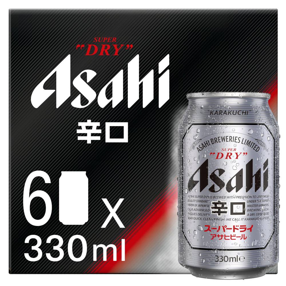 Asahi Super Dry Beer Lager Cans 6x330ml